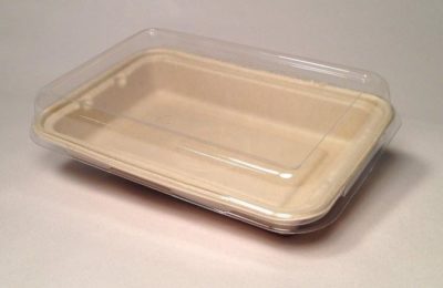 Clear Recycled PET Lid for 32oz. TreeSaver Rectangular Tray