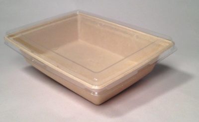 Clear Recycled PET Lid for 36oz. TreeSaver Single Compartment Tray